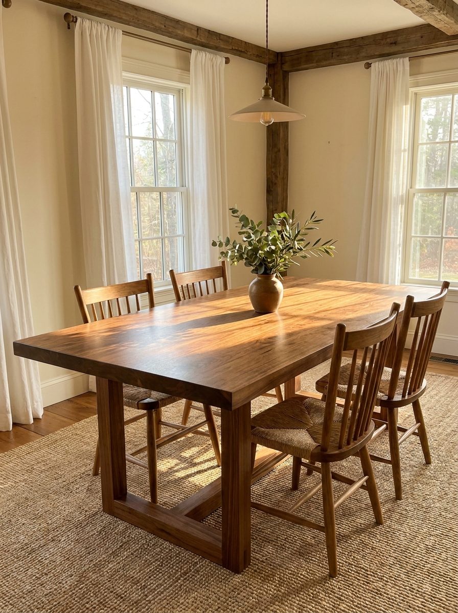 Solid walnut dining table